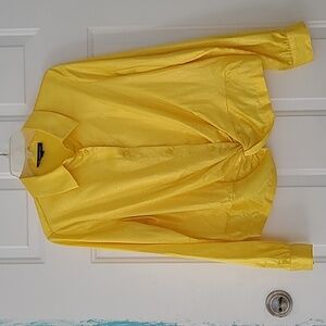 INC VIBRANT YELLOW Women's Solid, Shimmer Button-Up Twist-Front Shirt,